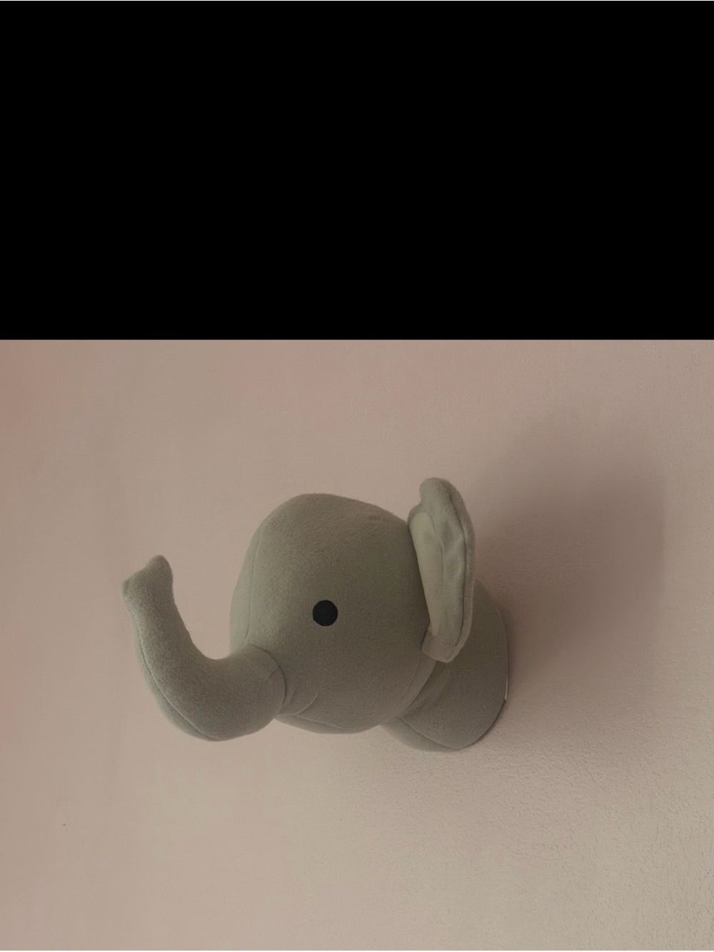 Gray Plush Elephant Wall Mount – Decorative Nursery Accent